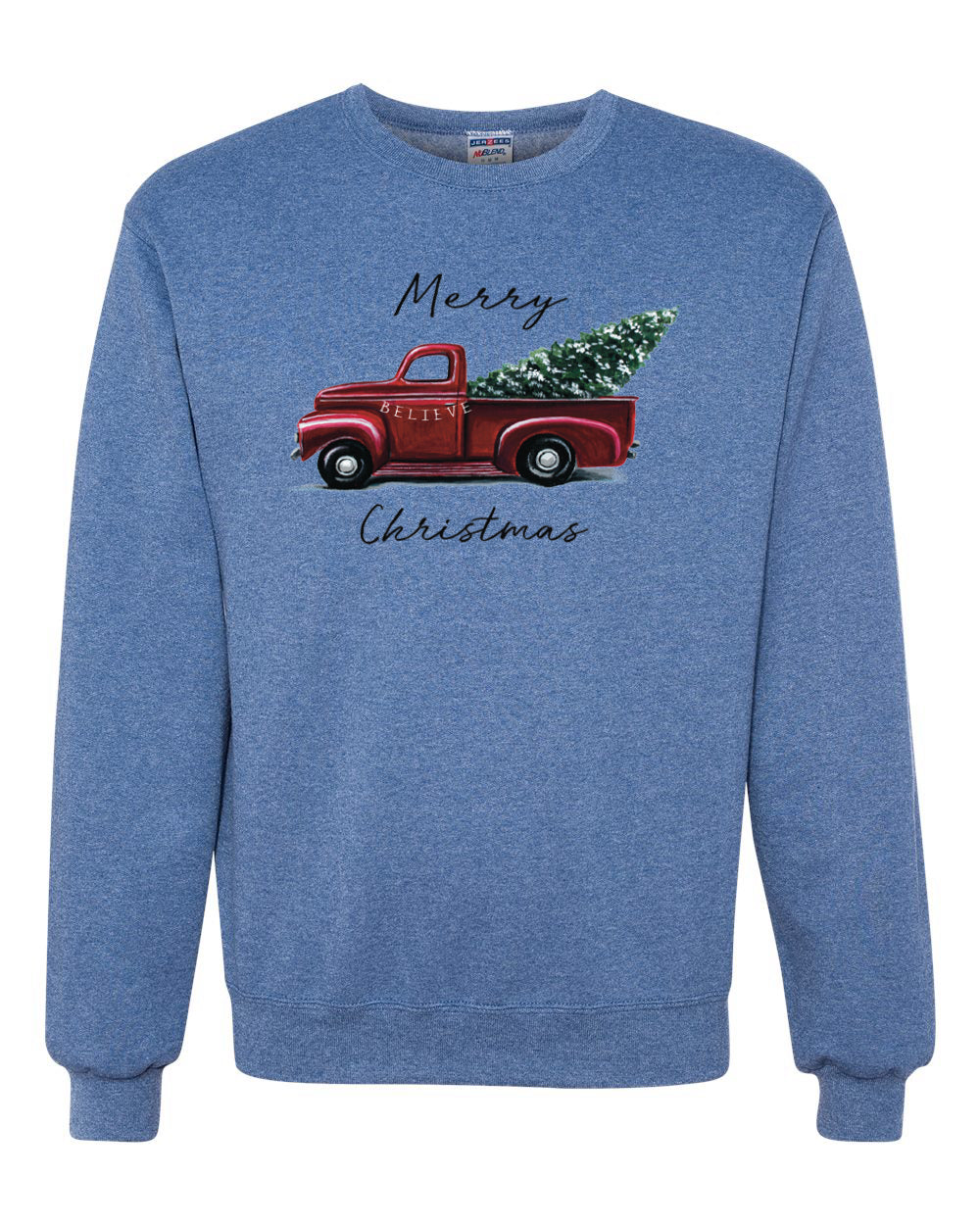 Merry Merry Christmas Red Pick up Truck Merry Christmas Unisex Crewneck Graphic Sweatshirt