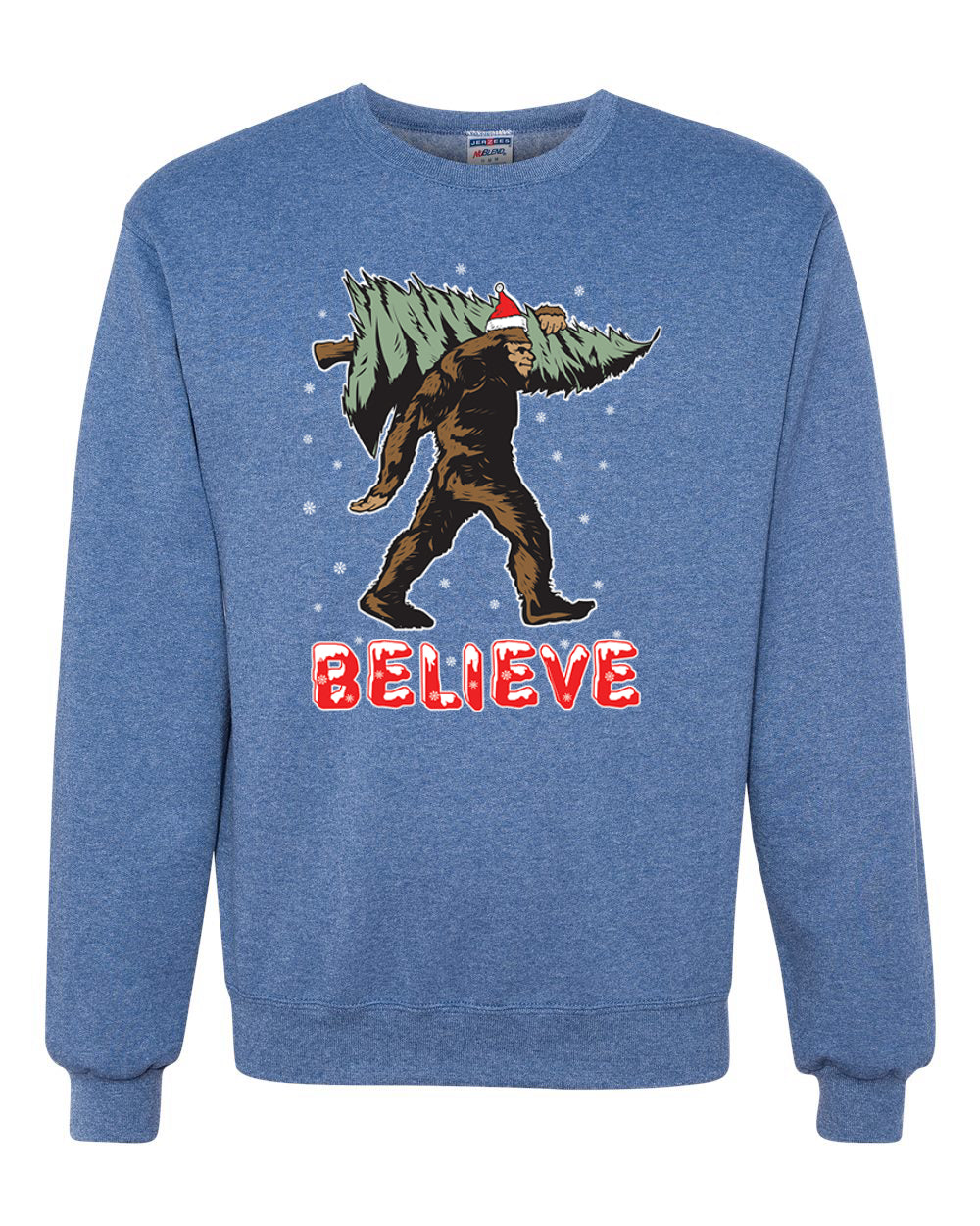 Believe Sanata Sasquatch Bigfoot Merry Christmas Merry Christmas Unisex Crewneck Graphic Sweatshirt