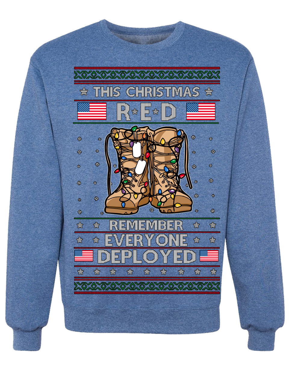 This Christmas RED Remember Everyone Deployed Veteran Ugly Christmas Sweater