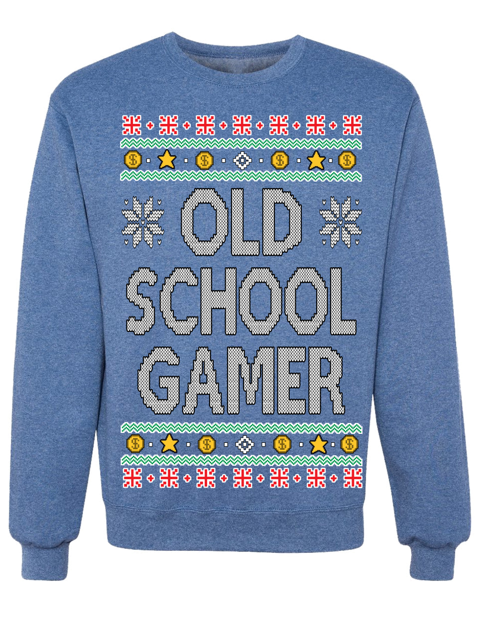 Classic Old School Gamer Video Game Fan Funny Ugly Christmas Sweater Crewneck Sweatshirt