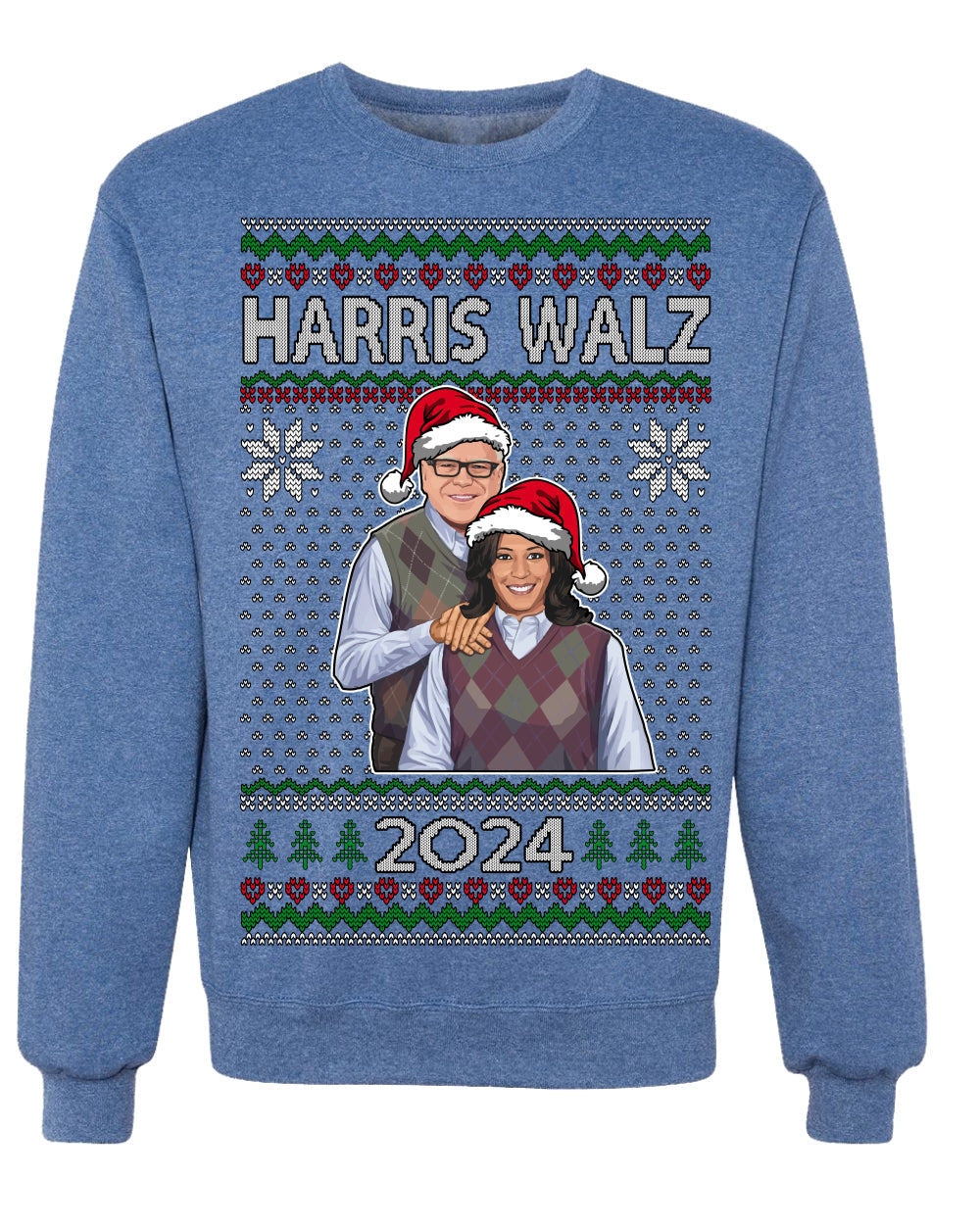 Kamala Harris Tim Walz 2024 Classic Movie Ugly Christmas Sweater Crewneck Sweatshirt