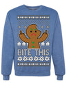 Bite This Funny Gingerbread Cookie Middle Finger Ugly Christmas Sweater Crewneck Sweatshirt