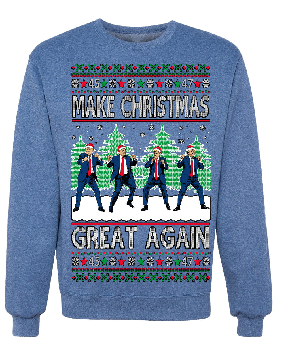 Make Christmas Great Again Shimmy Dance USA President Ugly Christmas Sweater Crewneck Sweatshirt