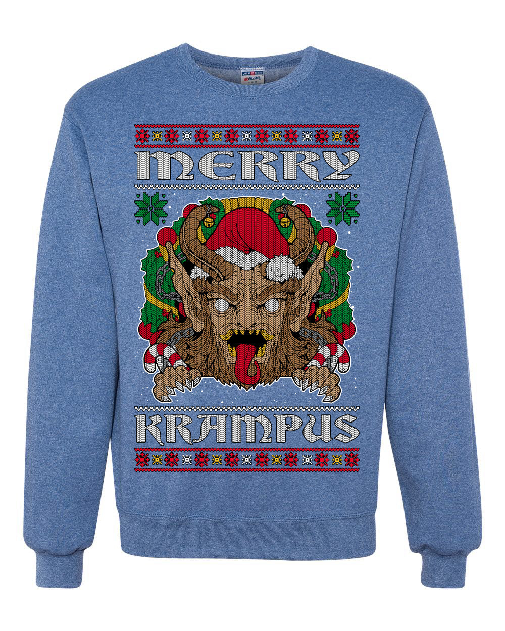 Merry Krampus Santa Folklore Figure Horror Ugly Christmas Sweater Unisex Crewneck Sweatshirt