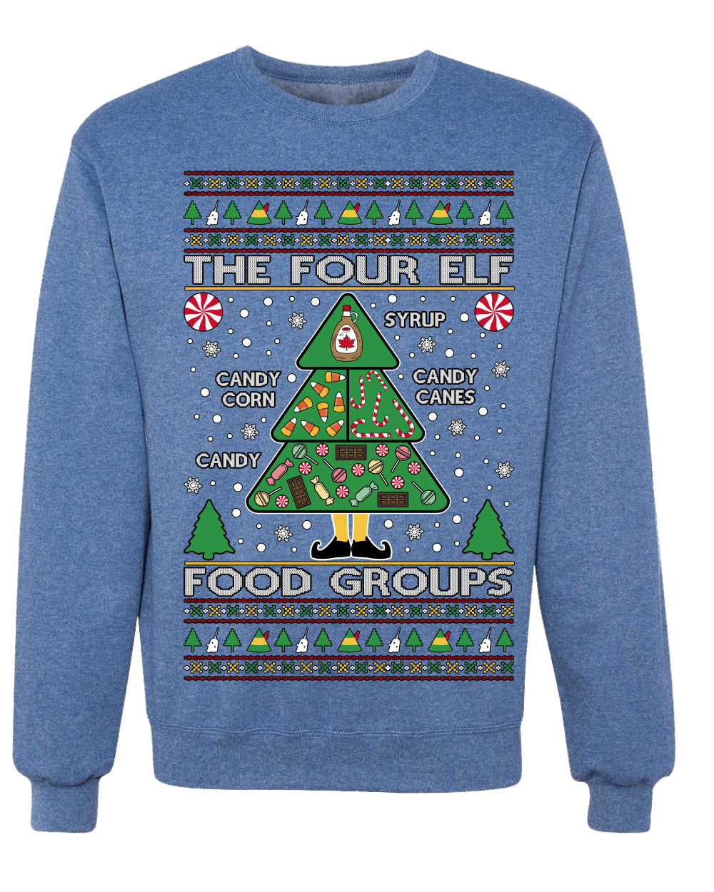 The Four Elf Food Groups Candy Canes Syrup Funny Ugly Christmas Sweater