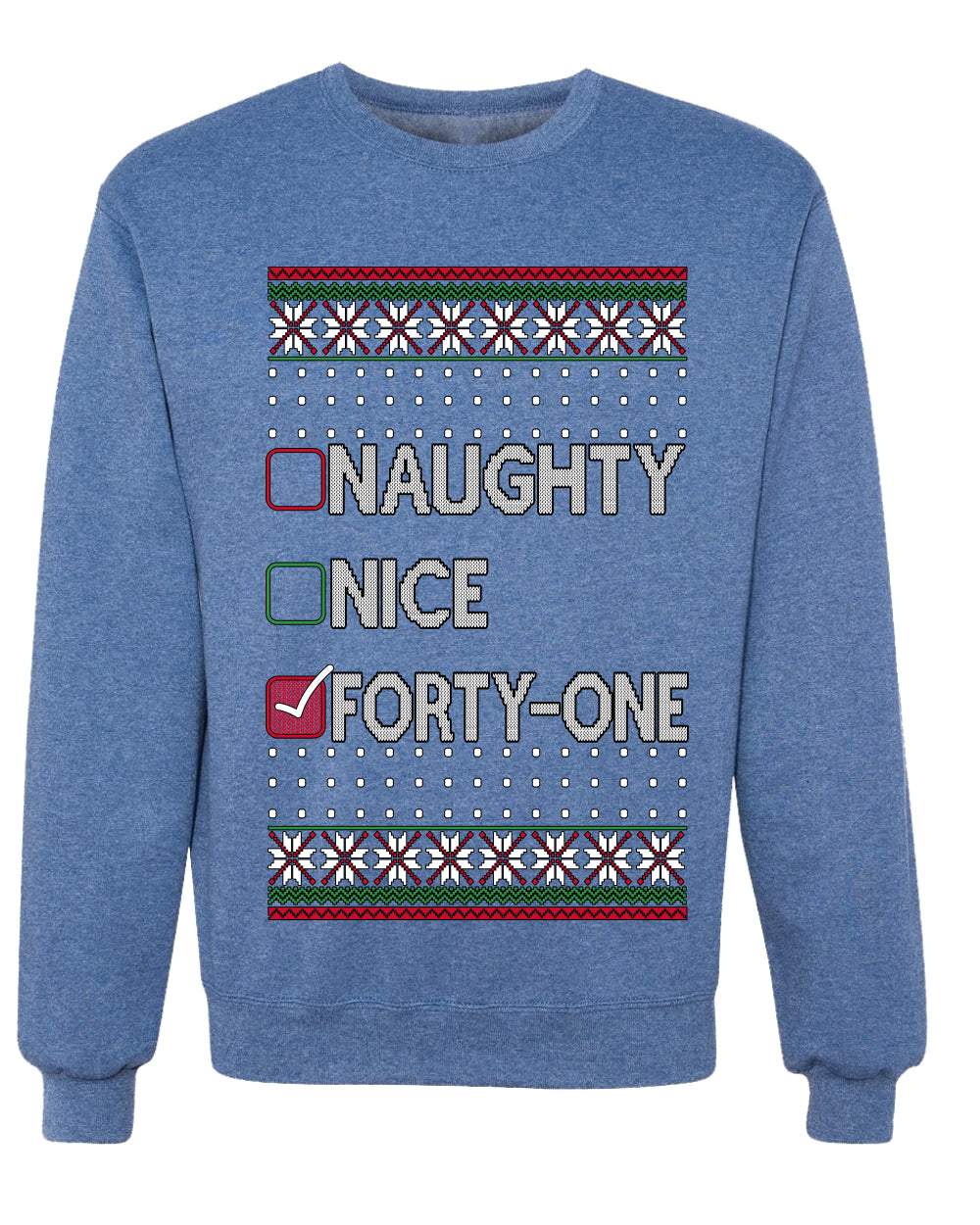 Naughty Nice 41, Simple List, Ugly Christmas Unisex Sweater, Funny Meme, Crewneck Sweatshirts