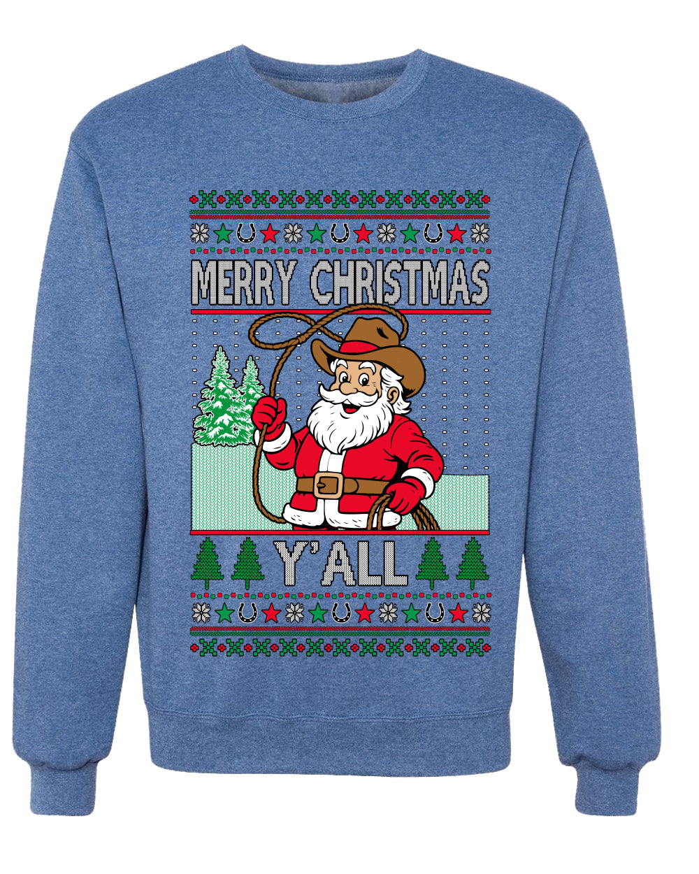 Merry Christmas Y'all Christmas Sweater,Unisex Ugly Christmas Crewneck Sweatshirts