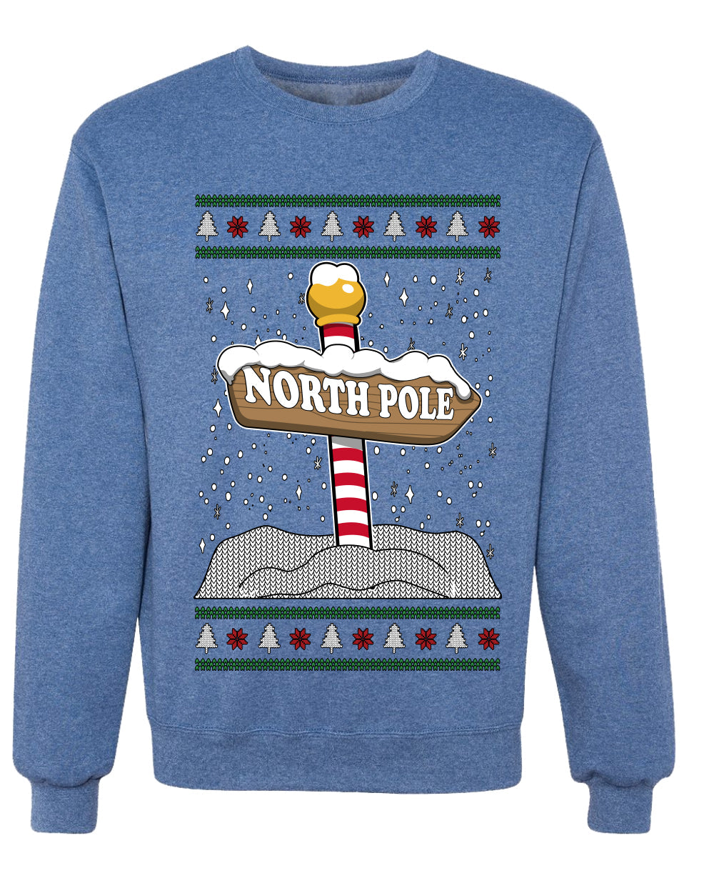 North Pole, Unisex Ugly Christmas Sweater Crewneck Sweatshirts