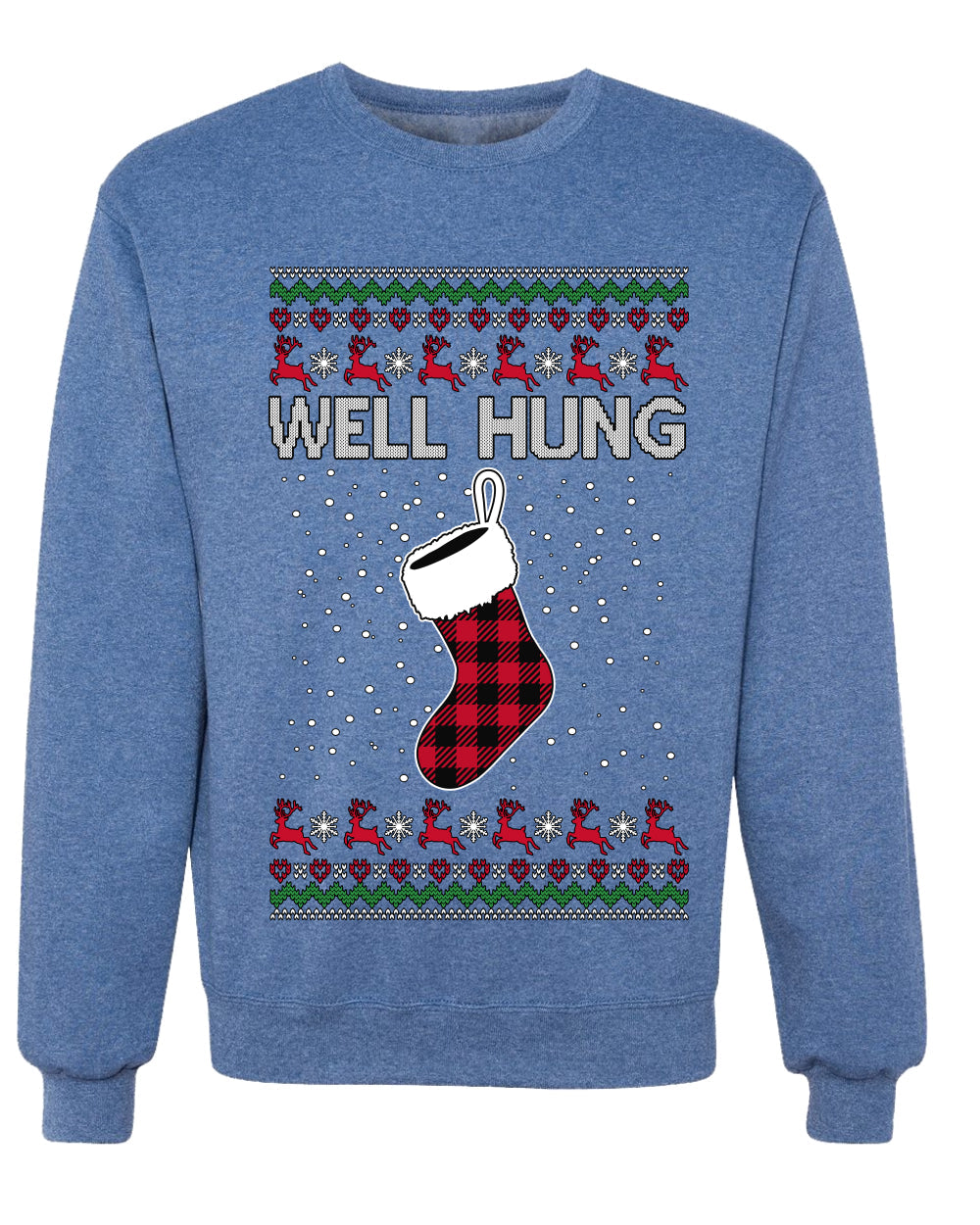 Well Hung, Unisex Ugly Christmas Sweater Crewneck Sweatshirts
