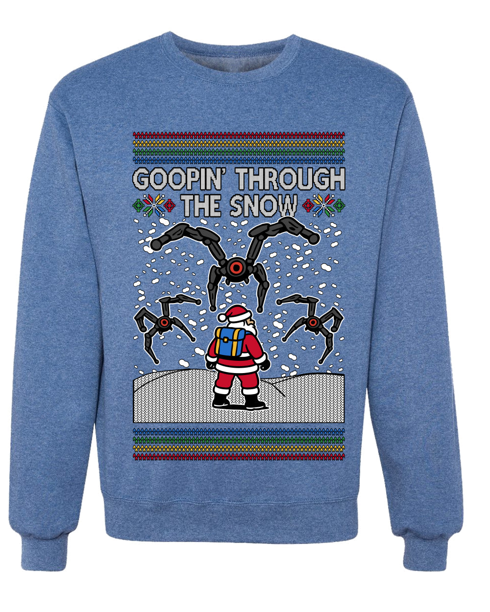 Goopin' Through The Snow Gamer Santa, Unisex Ugly Christmas Sweater Crewneck Sweatshirts