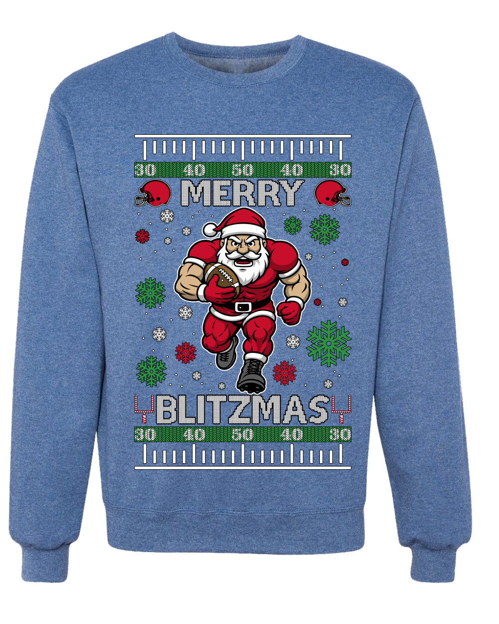 Merry Blitzmas, Football Christmas Sweater Design, Unisex Ugly Christmas Sweater Crewneck Sweatshirts