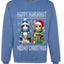 Happy Hanukkat Meowy Christmas, Unisex Ugly Christmas Sweater, Crewneck Sweatshirts