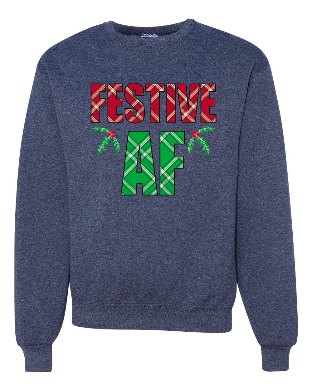 Festive AF Merry Christmas Unisex Crewneck Graphic Sweatshirt