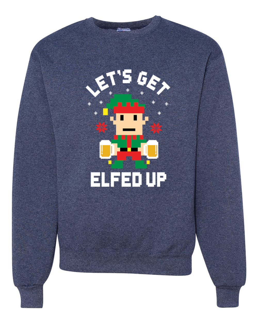 Pixelated Elf Merry Christmas Unisex Crewneck Graphic Sweatshirt