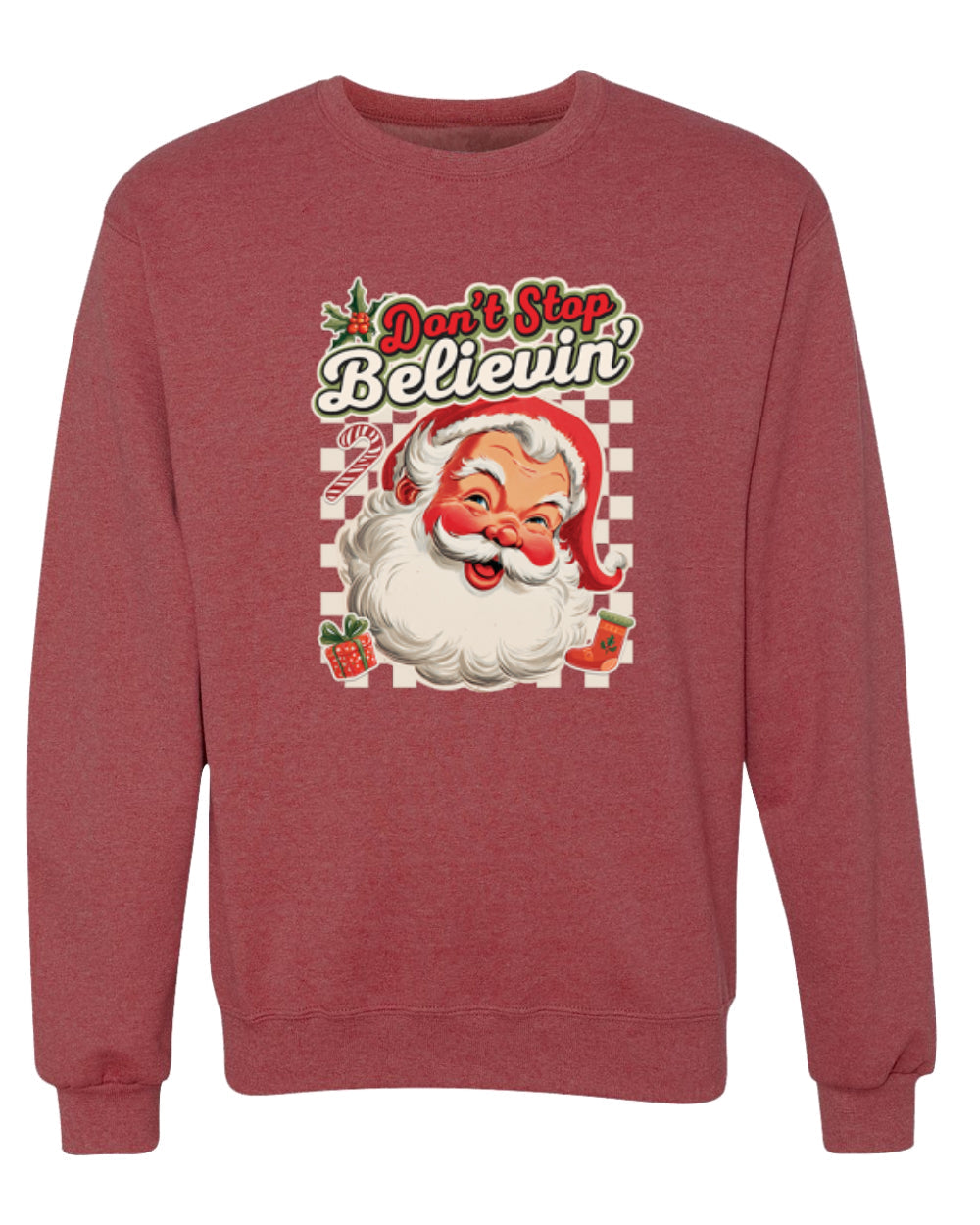 Don't stop Believin', Santa Fun Cute Christmas Design, Unisex Christmas Sweater, Crewneck Sweatshirts