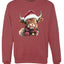 Cute Fluffy Christmas Cow with Santa Hat, Cute Christmas Design, Unisex Christmas Sweater, Crewneck Sweatshirts