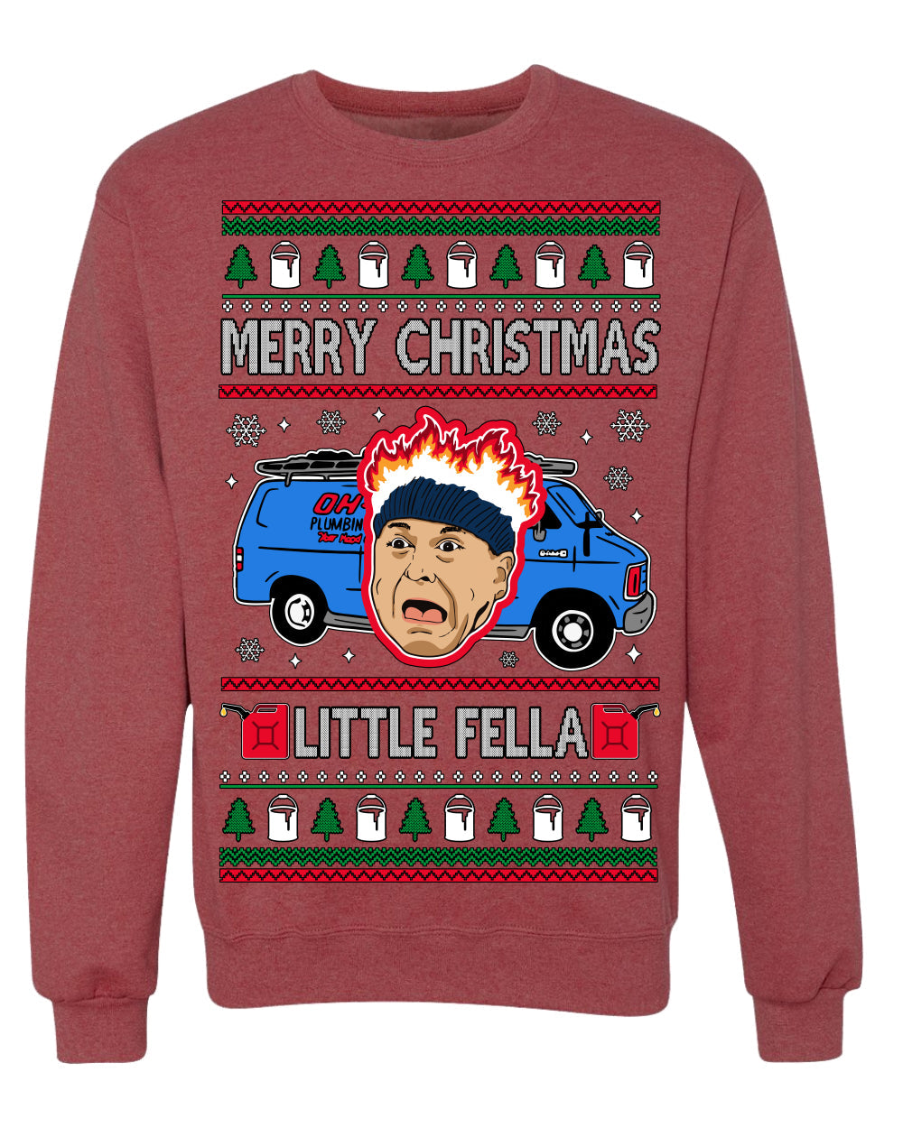 Merry Christmas Little Fella Funny 90s Harry Movie Quote Ugly Christmas Sweater Crewneck Sweatshirt