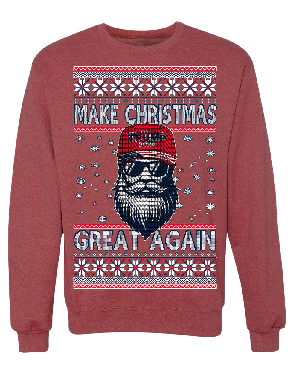 Make Christmas Great Again Trump Santa Claus 2024 MAGA,  Donald Trump JD Vance GOP Republican Ugly Christmas Sweater Crewneck Sweatshirt