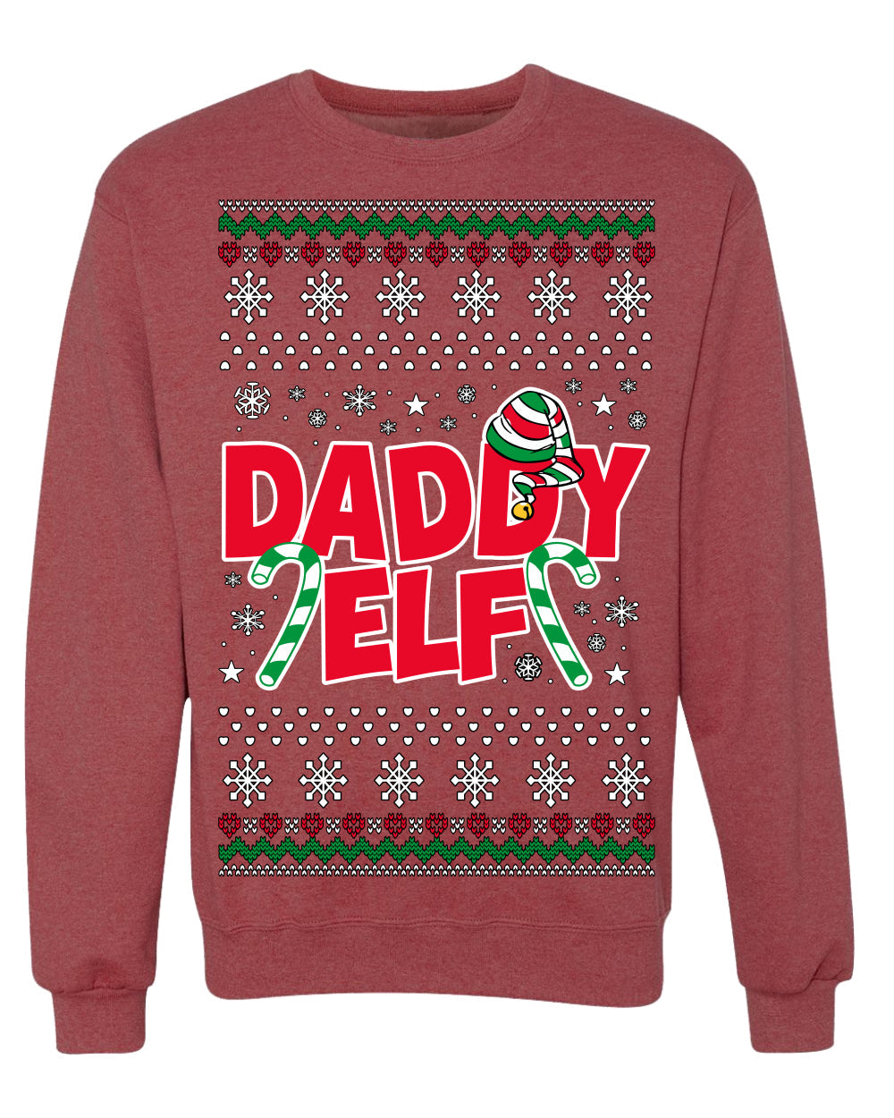 Daddy Elf Cute Holiday Winter Ugly Christmas Sweater Crewneck Sweatshirt
