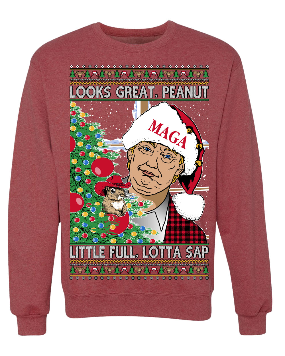 Looks Great Peanut Little Full Lotta Sap 80s Movie Quote Ugly Christmas Sweater Sweaters Crewneck Sweatshirts