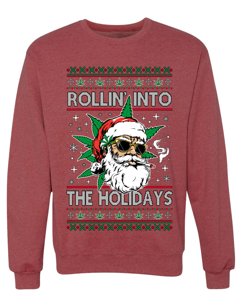 Rollin' Into The Holidays Christmas Sweater, Ugly Christmas Unisex Sweater, Crewneck Sweatshirts