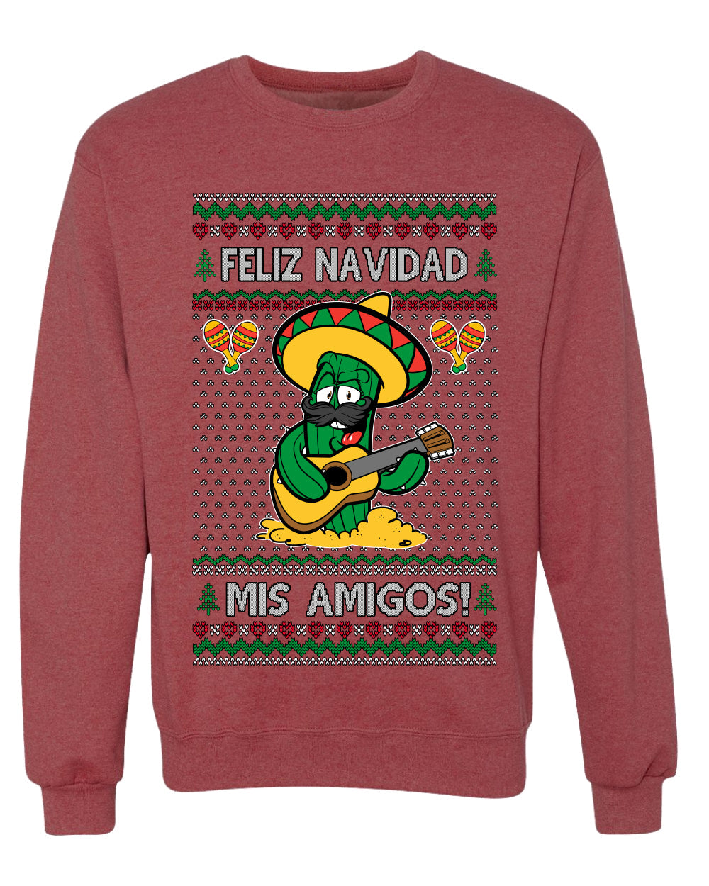 Feliz Navidad Mis Amigos!, Ugly Christmas Unisex Sweater, Crewneck Sweatshirts