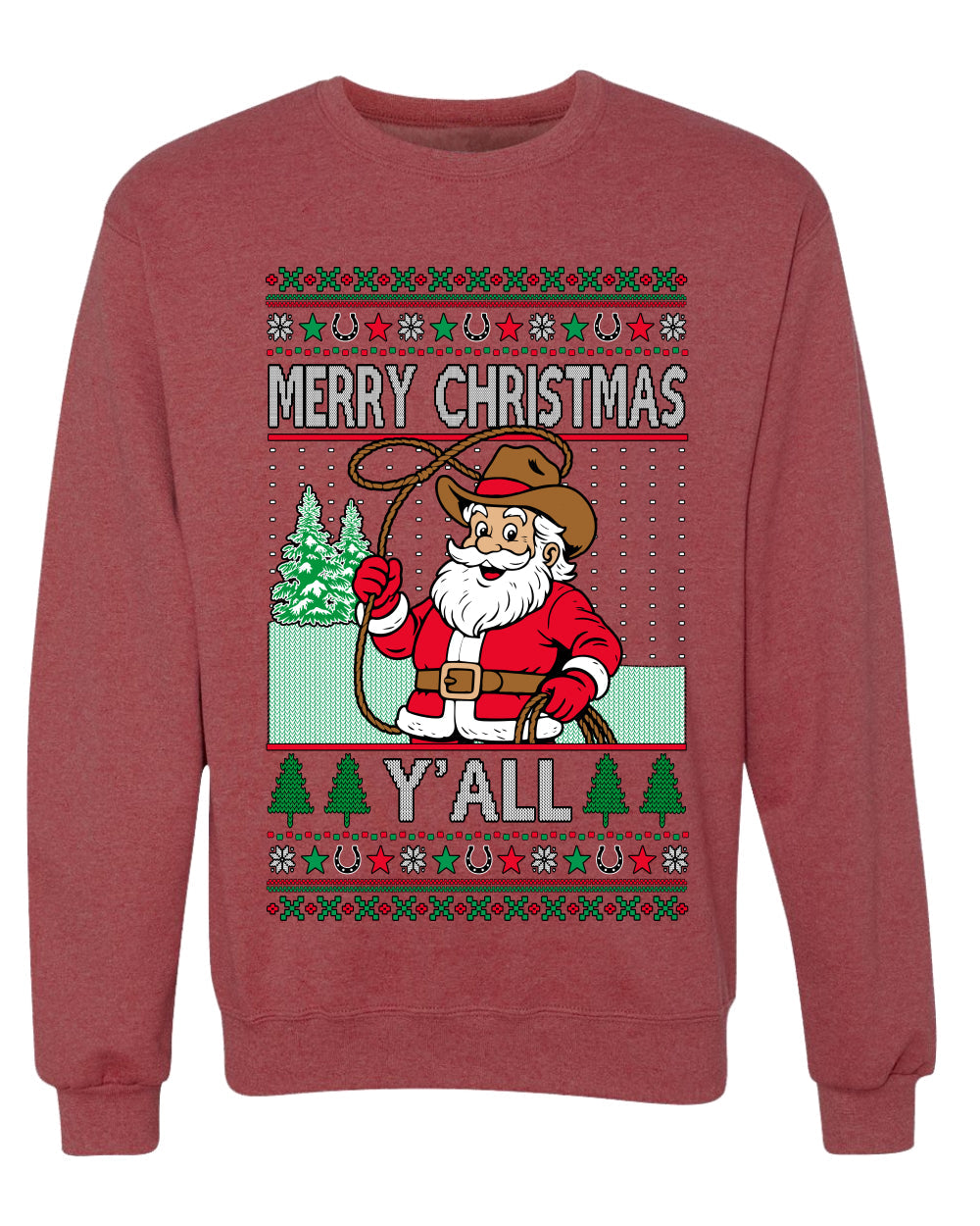 Merry Christmas Y'all Christmas Sweater,Unisex Ugly Christmas Crewneck Sweatshirts