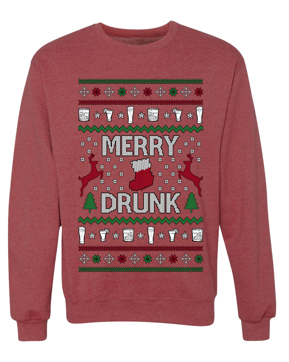 Merry Drunk, Unisex Ugly Christmas Sweater Crewneck Sweatshirts