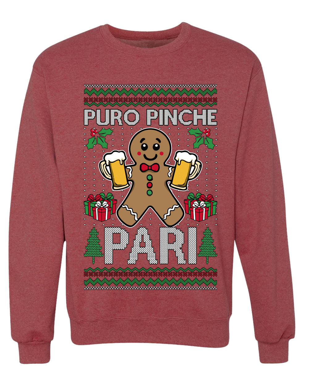 Puro Pinche Pari,Unisex Ugly Christmas Sweater, Crewneck Sweatshirts