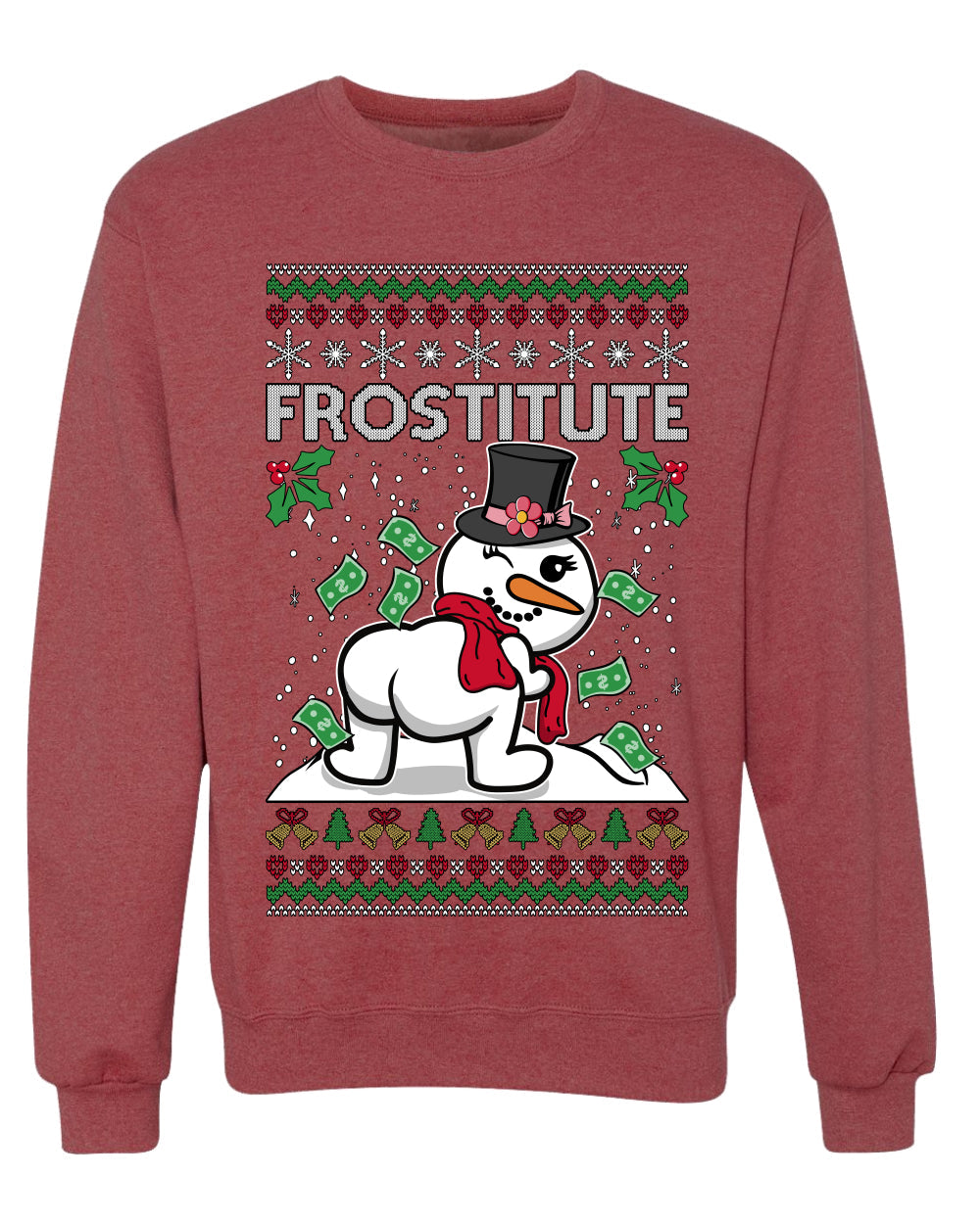 Snow Frostitute, Funny Unisex Ugly Christmas Sweater, Crewneck Sweatshirts
