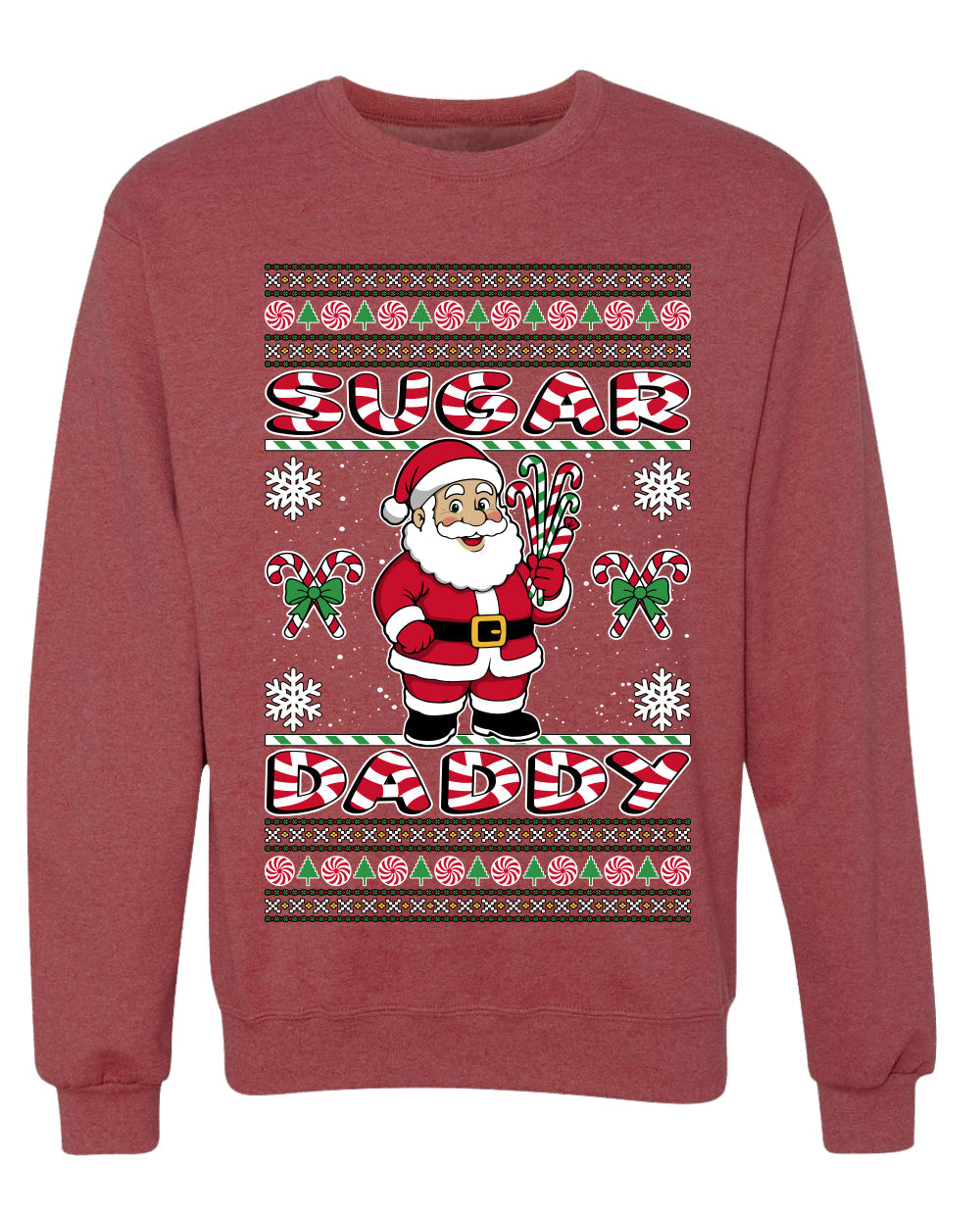 Sugar Daddy Santa, Unisex Ugly Christmas Sweater Crewneck Sweatshirts