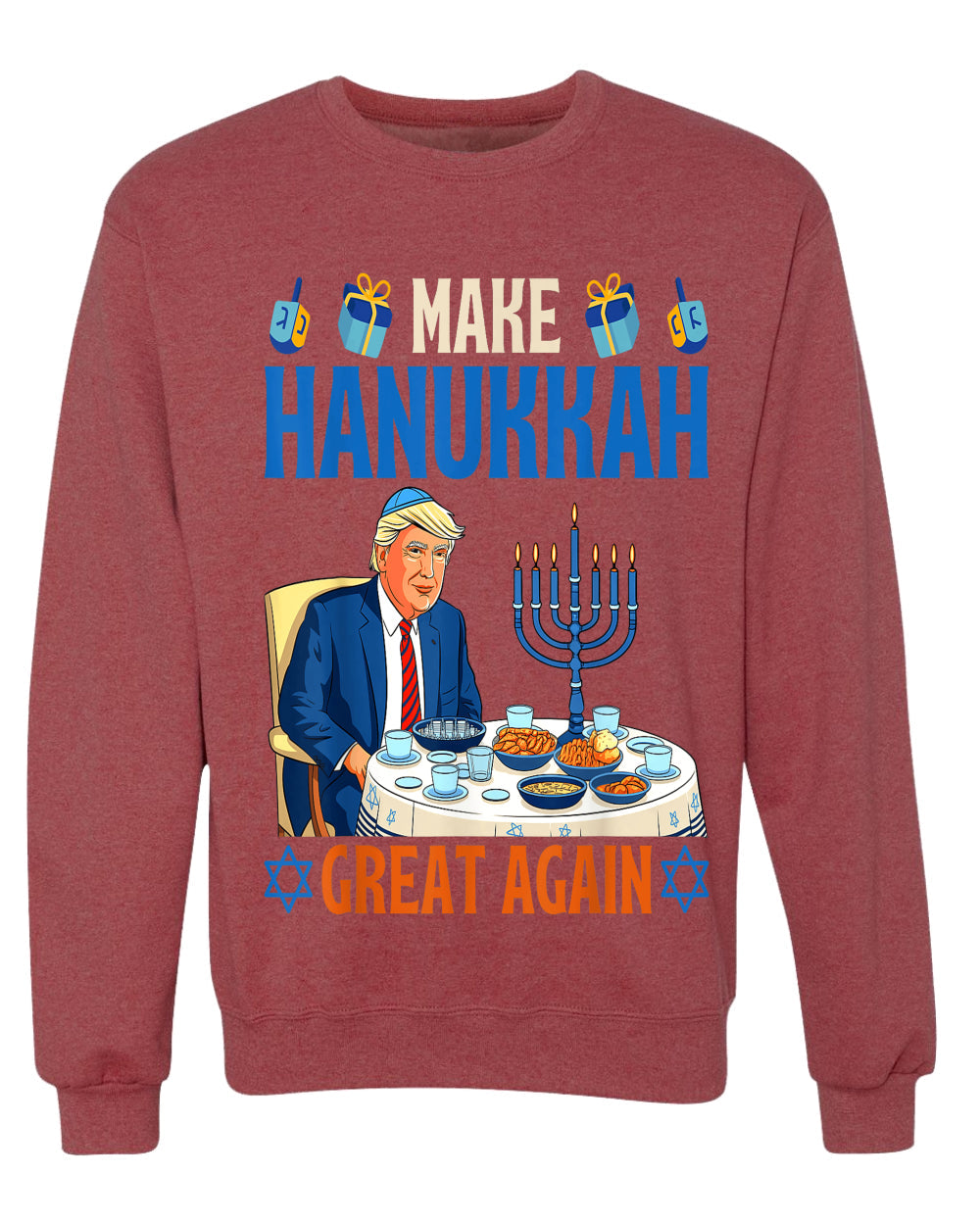 Make Hanukkah Great Again, Unisex Ugly Christmas Sweater Crewneck Sweatshirts