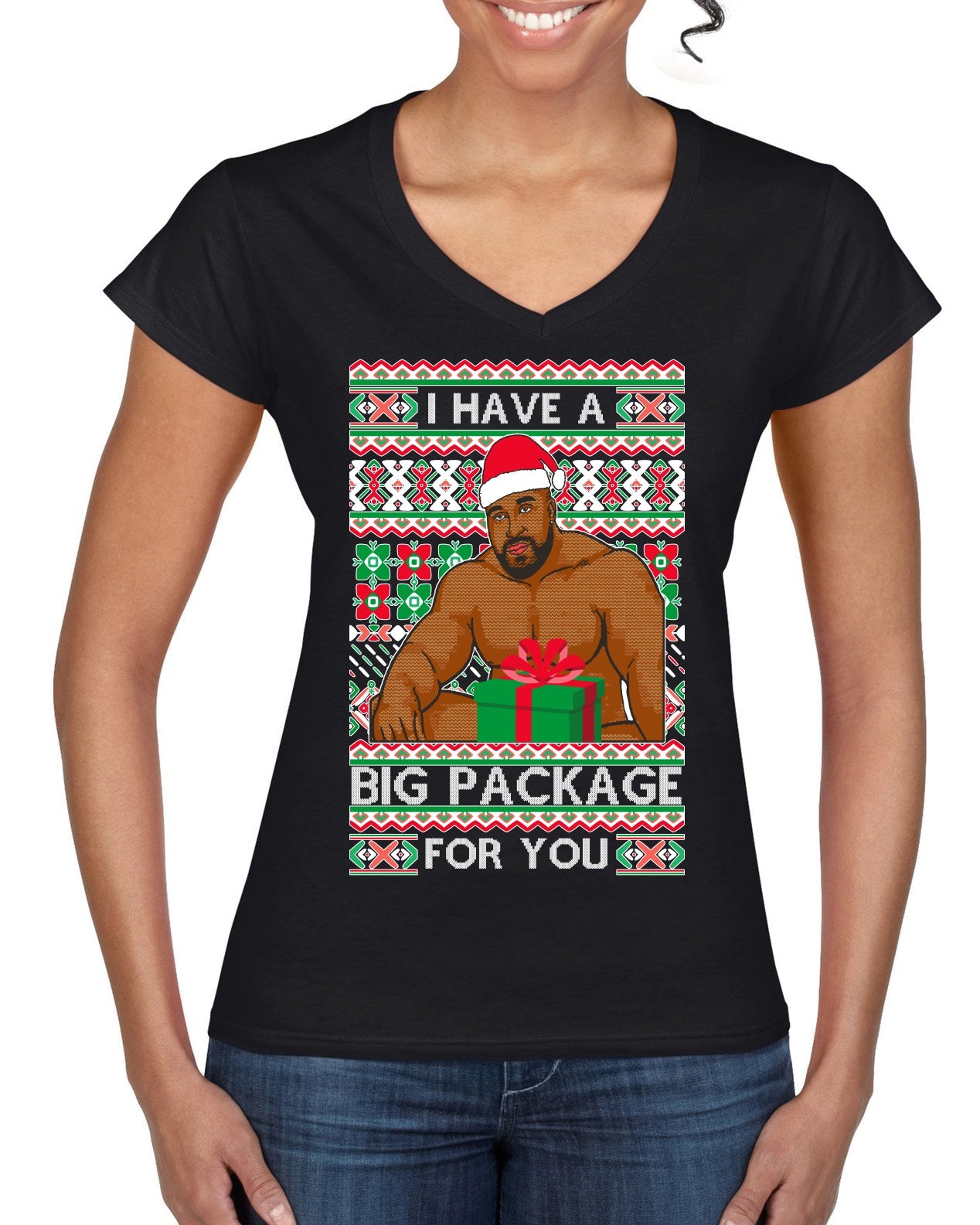 I have a Big package Meme Barry Wood  Ugly Christmas Sweater Women’s Standard V-Neck Tee