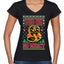 Strike First Strike Hard No Mercy Xmas Ugly Christmas Sweater Women’s Standard V-Neck Tee