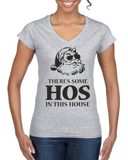 Theres some Hos in this House Ugly Christmas Sweater Women’s Standard V-Neck Tee