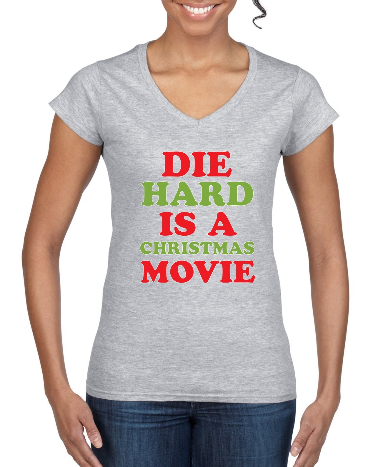 Die Hard is a Christmas Movie Christmas Women’s Standard V-Neck Tee