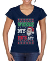 Where my Hos At Santa Funny Ugly Christmas Sweater Women’s Standard V-Neck Tee