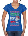 Where my Hos At Santa Funny Ugly Christmas Sweater Women’s Standard V-Neck Tee