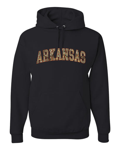 Arkansas  Camo Fill Orange Outline Sweater, Unisex Hoodie Sweatshirt