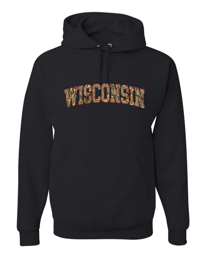 Wisconsin  Camo Fill Orange Outline Sweater, Unisex Hoodie Sweatshirt