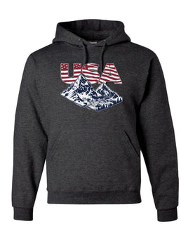 USA Winter Team Sports Fan Collection | USA Flag Mountainscape Sweater, Unisex Hoodie Sweatshirt