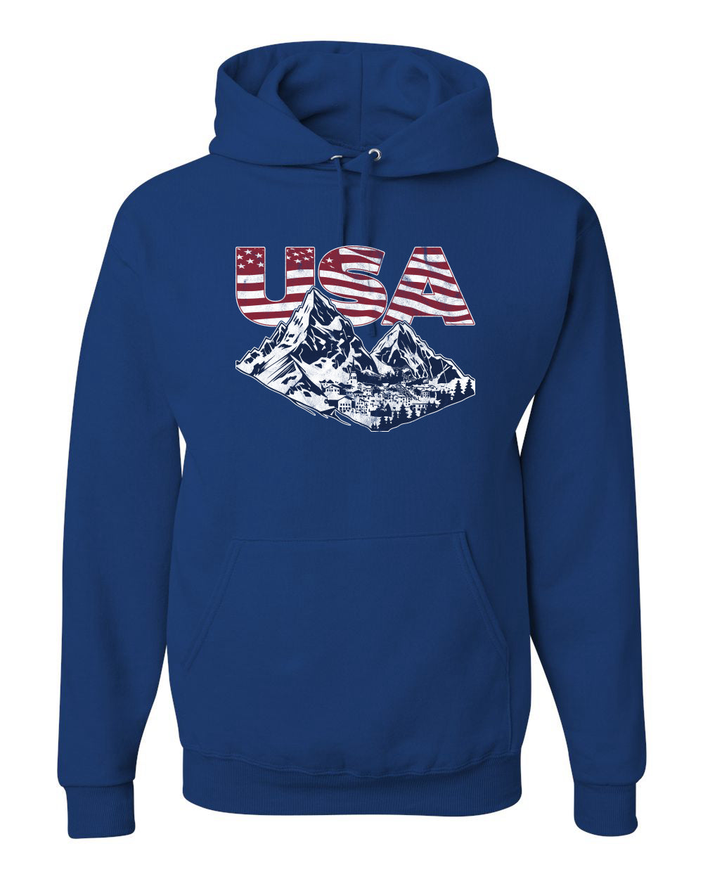 USA Winter Team Sports Fan Collection | USA Flag Mountainscape Sweater, Unisex Hoodie Sweatshirt