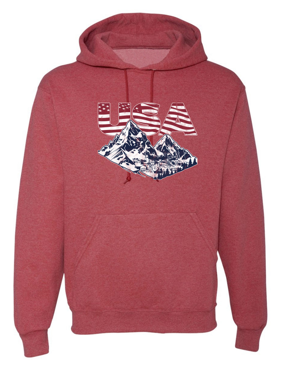 USA Winter Team Sports Fan Collection | USA Flag Mountainscape Sweater, Unisex Hoodie Sweatshirt