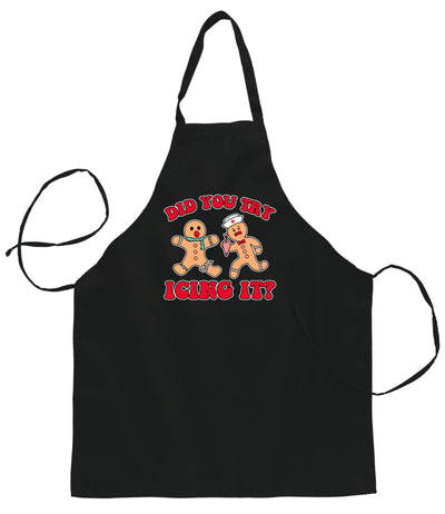 Did You Try Icing It? Funny Cute Gingerbread Doctor Ugly Christmas Sweater Ugly Christmas Butcher Graphic Apron for Kitchen BBQ Grilling Cooking