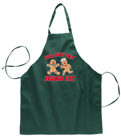 Did You Try Icing It? Funny Cute Gingerbread Doctor Ugly Christmas Sweater Ugly Christmas Butcher Graphic Apron for Kitchen BBQ Grilling Cooking