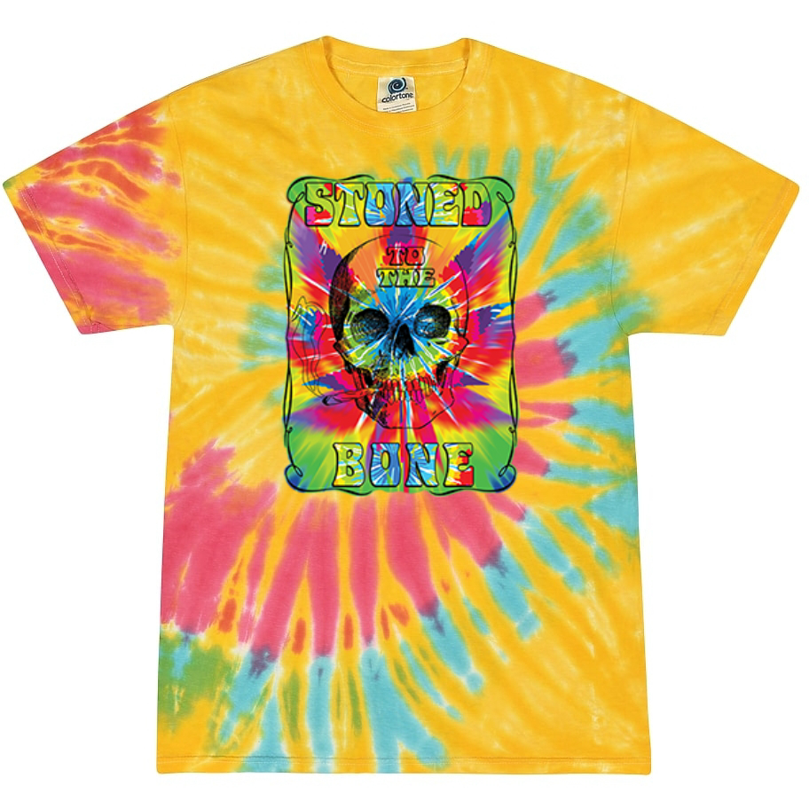 Stoned to the Bone Smoking Skeleton Tie-Dye T-Shirt