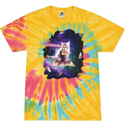 Space Cat with Rainbow Laser Eyes  Tie-Dye T-Shirt