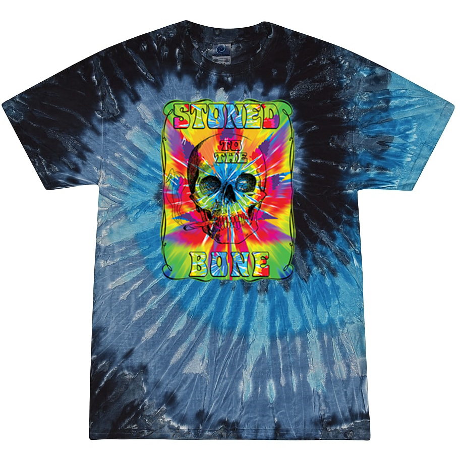 Stoned to the Bone Smoking Skeleton Tie-Dye T-Shirt