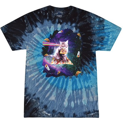 Space Cat with Rainbow Laser Eyes  Tie-Dye T-Shirt
