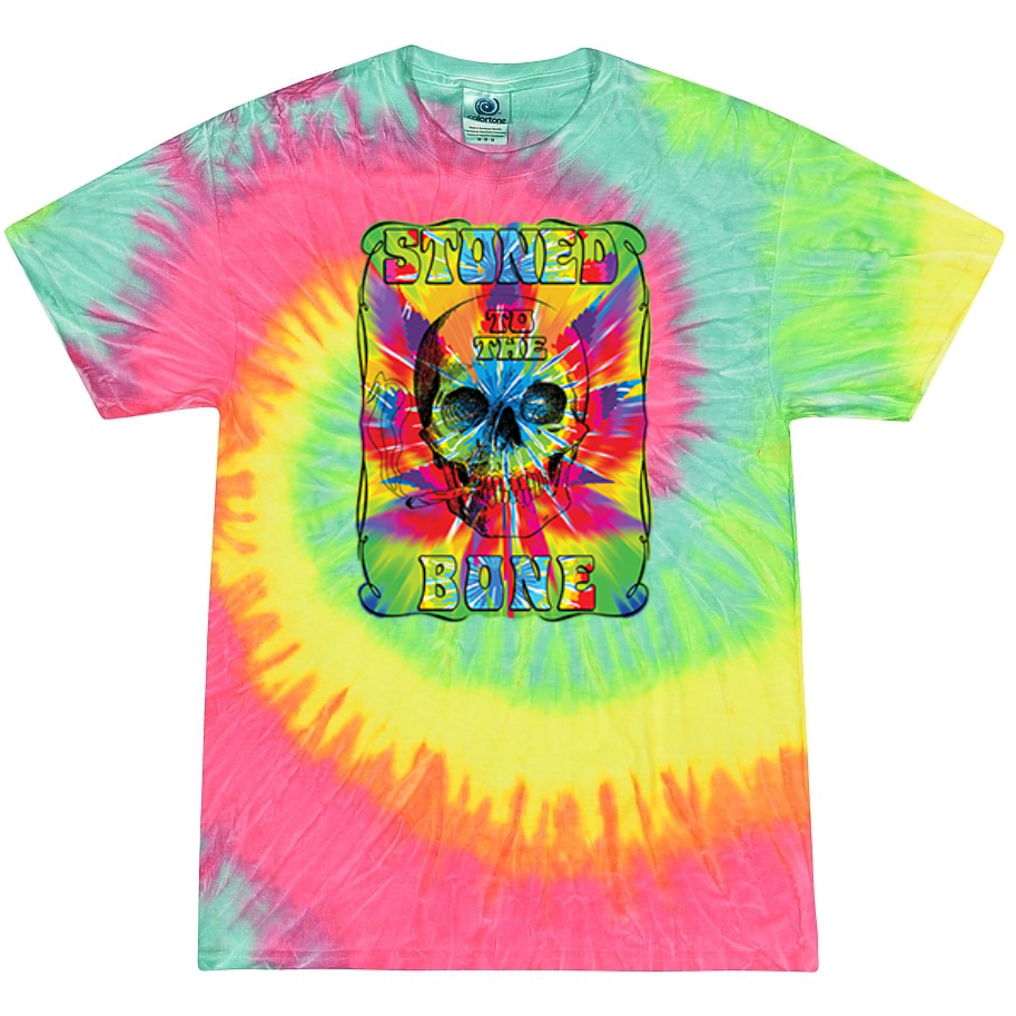 Stoned to the Bone Smoking Skeleton Tie-Dye T-Shirt